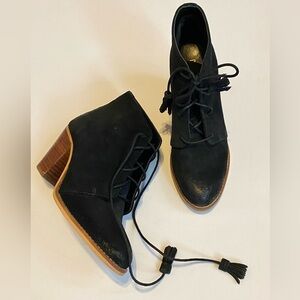 Crevo Black Lace Up Ankle Boots with Tassels